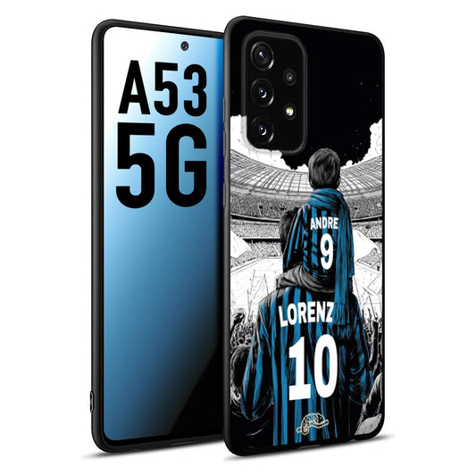 CUSTOMIZZA - Custodia cover nera morbida in tpu compatibile per Samsung A53 5G personalizzata calcio football padre e figlio calciatori nerazzurra