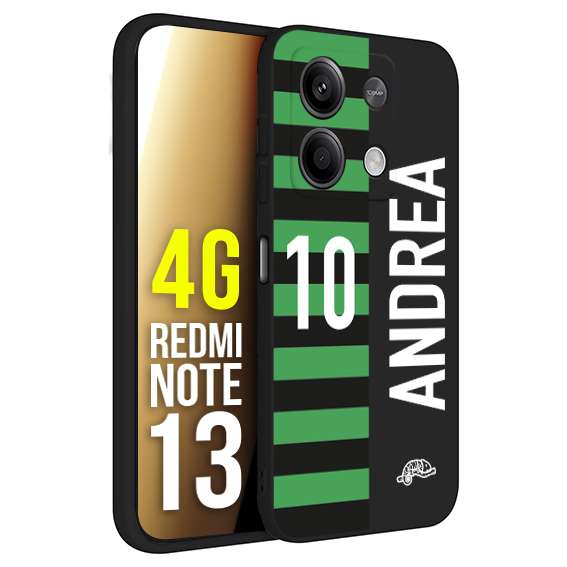 CUSTOMIZZA - Custodia cover nera morbida in tpu compatibile per Xiaomi Redmi Note 13 4G personalizzata calcio football nome e numero calciatori neroverde