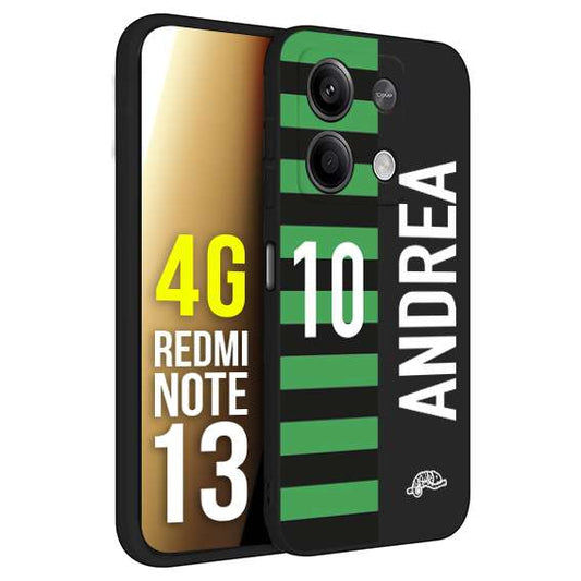 CUSTOMIZZA - Custodia cover nera morbida in tpu compatibile per Xiaomi Redmi Note 13 4G personalizzata calcio football nome e numero calciatori neroverde