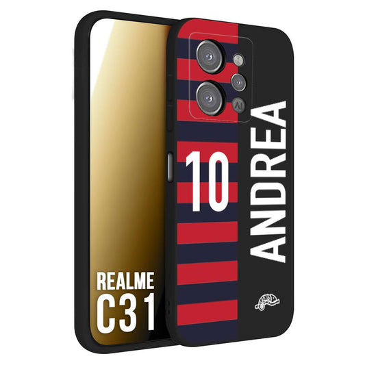 CUSTOMIZZA - Custodia cover nera morbida in tpu compatibile per Oppo Realme C31 personalizzata calcio football nome e numero calciatori rossoblu