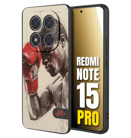 CUSTOMIZZA - Custodia cover nera morbida in tpu compatibile per Xiaomi Redmi Note 15 PRO pugilato pugili disegno tattoo guantoni boxer pesi massimi