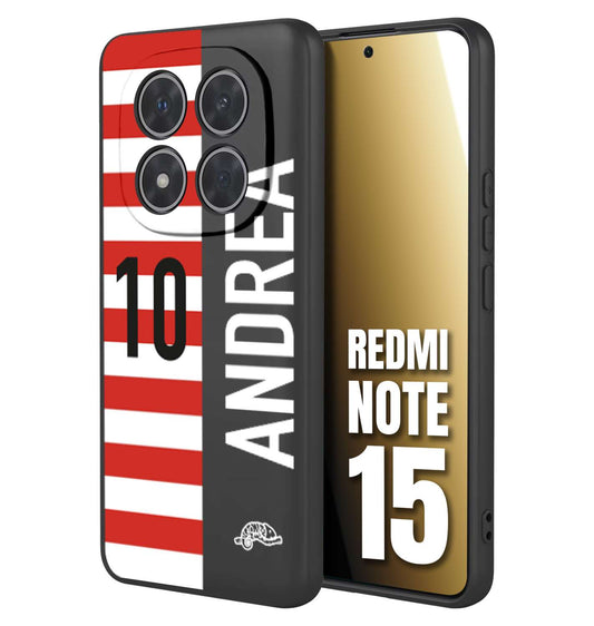 CUSTOMIZZA - Custodia cover nera morbida in tpu compatibile per Xiaomi Redmi Note 15 personalizzata calcio football nome e numero calciatori bianco rossa