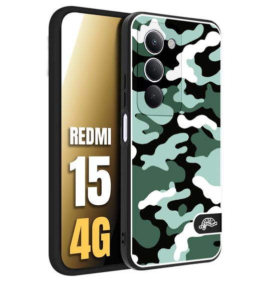 CUSTOMIZZA - Custodia cover nera morbida in tpu compatibile per Xiaomi Redmi 15 4G camouflage mimetico militare verde green