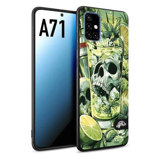 CUSTOMIZZA - Custodia cover nera morbida in tpu compatibile per Samsung A71 Mojito cocktail teschio illustrazione drink lime menta ghiacci tropicale street art