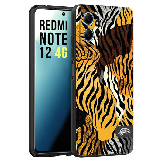 CUSTOMIZZA - Custodia cover nera morbida in tpu compatibile per Xiaomi Redmi Note 12 4G leopardato tigrato tiger colorata donna fashion estate