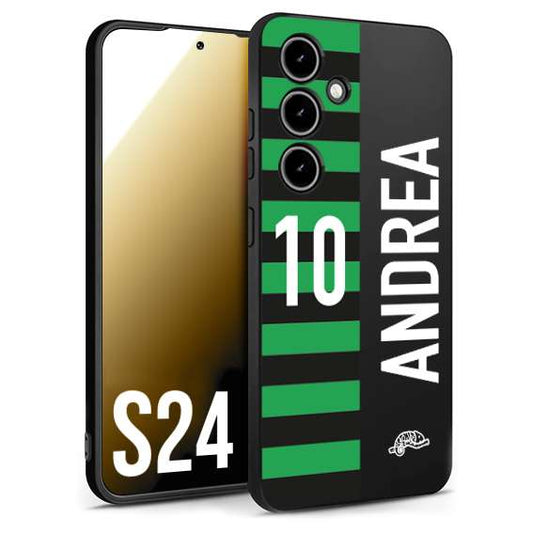 CUSTOMIZZA - Custodia cover nera morbida in tpu compatibile per Samsung S24 personalizzata calcio football nome e numero calciatori neroverde