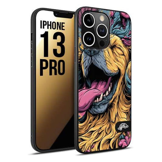 CUSTOMIZZA - Custodia cover nera morbida in tpu compatibile per iPhone 13 PRO Golden Retriever illustrazione cane pop art cane street art cartone animato