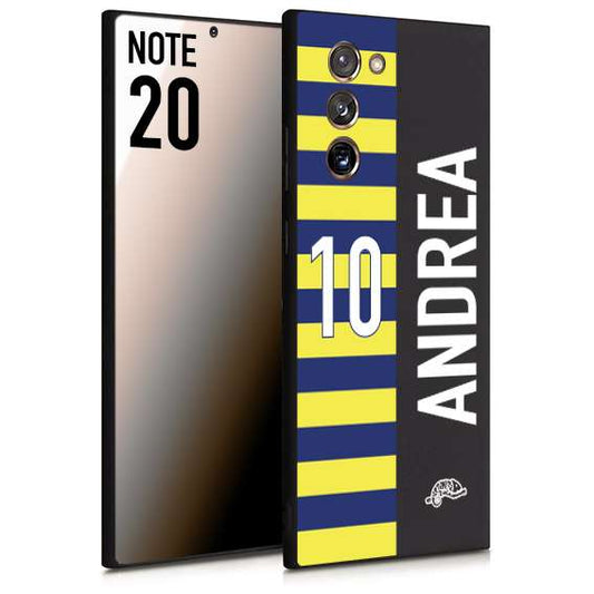 CUSTOMIZZA - Custodia cover nera morbida in tpu compatibile per Samsung NOTE 20 personalizzata calcio football nome e numero calciatori giallo blu