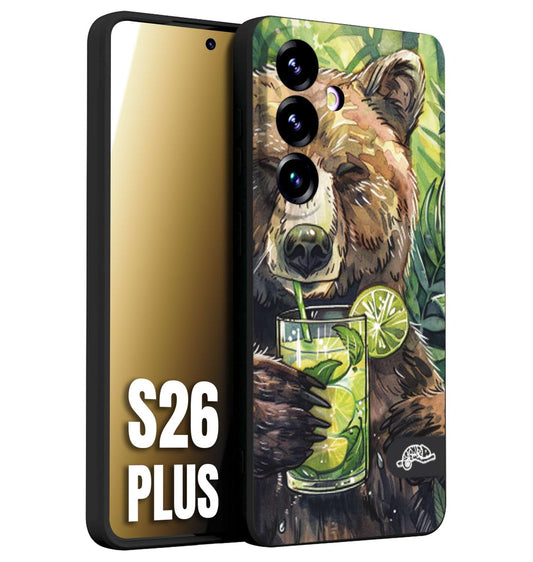 CUSTOMIZZA - Custodia cover nera morbida in tpu compatibile per Samsung S26 PLUS fiori estate disegnata cocktails animali simpatici orso bear negroni