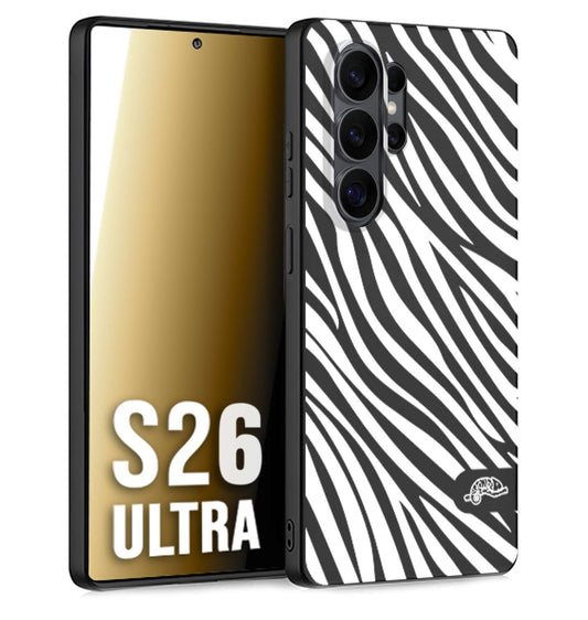CUSTOMIZZA - Custodia cover nera morbida in tpu compatibile per Samsung S26 ULTRA zebrata maculata a rilievo soft touch donna bianca