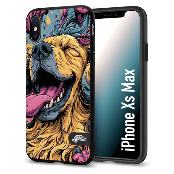 CUSTOMIZZA - Custodia cover nera morbida in tpu compatibile per iPhone XS MAX Golden Retriever illustrazione cane pop art cane street art cartone animato