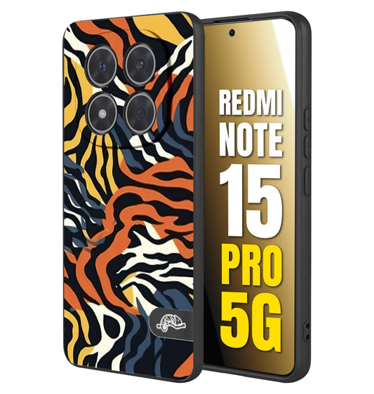 CUSTOMIZZA - Custodia cover nera morbida in tpu compatibile per Xiaomi Redmi Note 15 PRO 5G leopardato maculato tigrato tiger colorata gialla blu arancio
