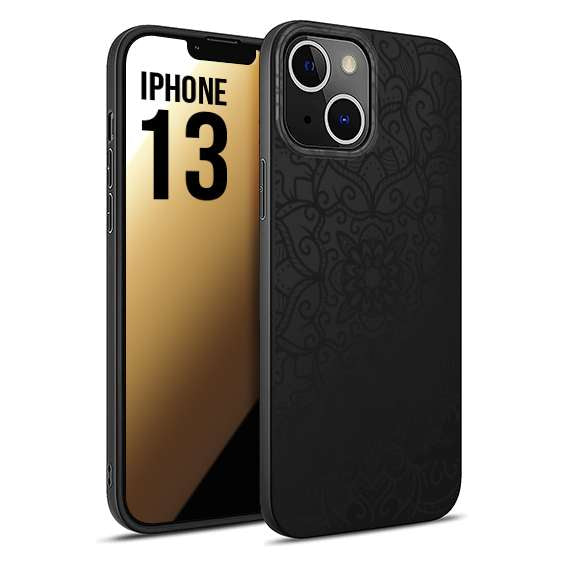 CUSTOMIZZA - Custodia cover nera morbida in tpu compatibile per iPhone 13 mandala nero fiore vedo non vedo donna