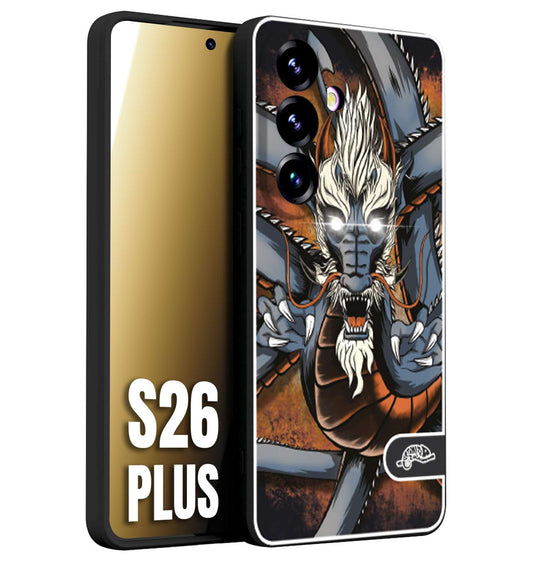 CUSTOMIZZA - Custodia cover nera morbida in tpu compatibile per Samsung S26 PLUS drago giapponese tattoo japan dragon