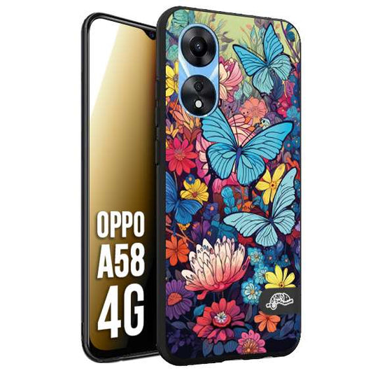 CUSTOMIZZA - Custodia cover nera morbida in tpu compatibile per Oppo A79 5G farfalle butterfly moderno donna disegnate gialla blu rosa