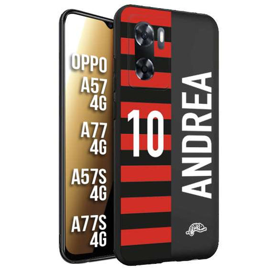 CUSTOMIZZA - Custodia cover nera morbida in tpu compatibile per Oppo A57 - A77 - A57S - A77S (4G) personalizzata calcio football nome e numero calciatori rossonera