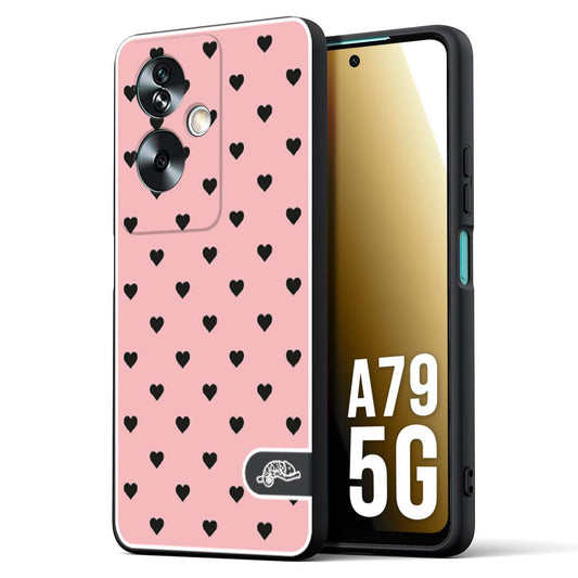 CUSTOMIZZA - Custodia cover nera morbida in tpu compatibile per Oppo A79 5G cuori pois rosa donna pin up vintage