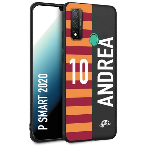 CUSTOMIZZA - Custodia cover nera morbida in tpu compatibile per Huawei P Smart 2020 personalizzata calcio football nome e numero calciatori giallo rossi