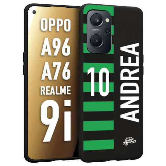 CUSTOMIZZA - Custodia cover nera morbida in tpu compatibile per Oppo Realme 9i - A96 - A76 personalizzata calcio football nome e numero calciatori neroverde