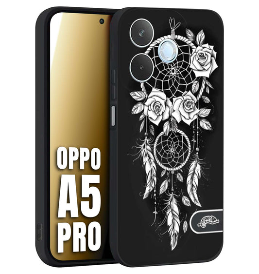 CUSTOMIZZA - Custodia cover nera morbida in tpu compatibile per Oppo A5 PRO acchiappasogni dreamcatcher black and white bianco a rilievo disegnato tattoo tatuaggio