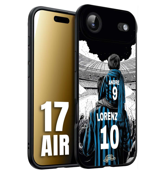 CUSTOMIZZA - Custodia cover nera morbida in tpu compatibile per iPhone 17 AIR personalizzata calcio football padre e figlio calciatori nerazzurra