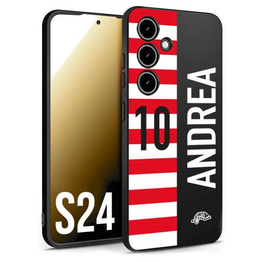 CUSTOMIZZA - Custodia cover nera morbida in tpu compatibile per Samsung S24 personalizzata calcio football nome e numero calciatori bianco rossa