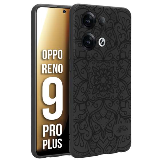 CUSTOMIZZA - Custodia cover nera morbida in tpu compatibile per Oppo Reno 9 PRO PLUS mandala nero fiore vedo non vedo donna