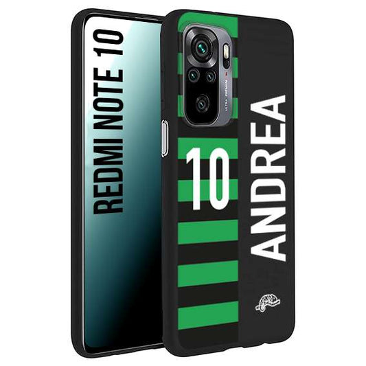 CUSTOMIZZA - Custodia cover nera morbida in tpu compatibile per Xiaomi Redmi Note 10 personalizzata calcio football nome e numero calciatori neroverde