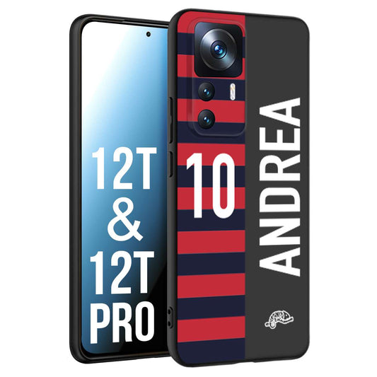 CUSTOMIZZA - Custodia cover nera morbida in tpu compatibile per Xiaomi 12T - 12T PRO personalizzata calcio football nome e numero calciatori rossoblu