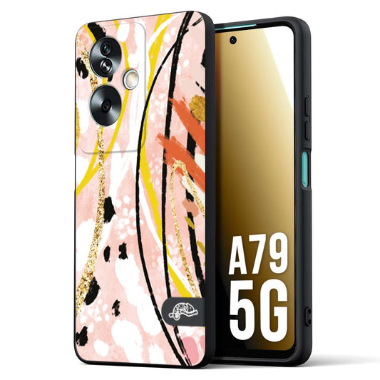 CUSTOMIZZA - Custodia cover nera morbida in tpu compatibile per Oppo A79 5G fiori astratti donna zebrato leopardato fantasia dorata gialla rosa colorata