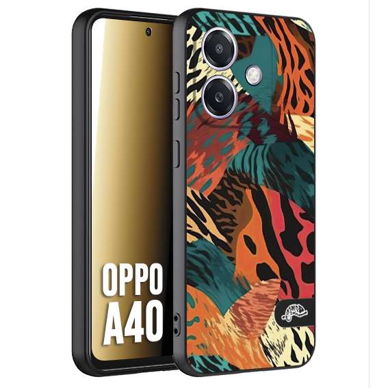 CUSTOMIZZA - Custodia cover nera morbida in tpu compatibile per Oppo A40 leopardato tigrato tiger colorata summer arancio verde fucsia