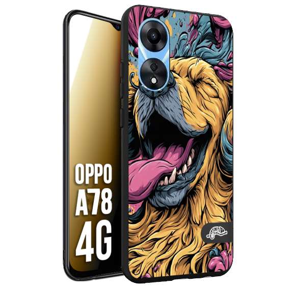 CUSTOMIZZA - Custodia cover nera morbida in tpu compatibile per Oppo A78 4G Golden Retriever illustrazione cane pop art cane street art cartone animato