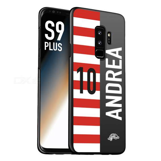 CUSTOMIZZA - Custodia cover nera morbida in tpu compatibile per Samsung S9 PLUS personalizzata calcio football nome e numero calciatori bianco rossa