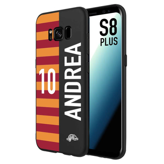 CUSTOMIZZA - Custodia cover nera morbida in tpu compatibile per Samsung S8 PLUS personalizzata calcio football nome e numero calciatori giallo rossi