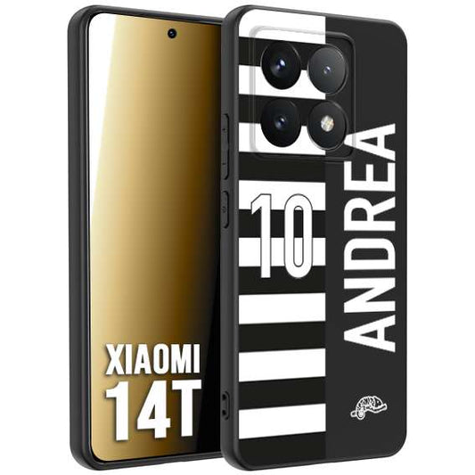 CUSTOMIZZA - Custodia cover nera morbida in tpu compatibile per Xiaomi 14T personalizzata calcio football nome e numero calciatori bianconera