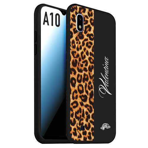 CUSTOMIZZA - Custodia cover nera morbida in tpu compatibile per Samsung A10 custom nome scritta leopardato maculato donna marrone leopard