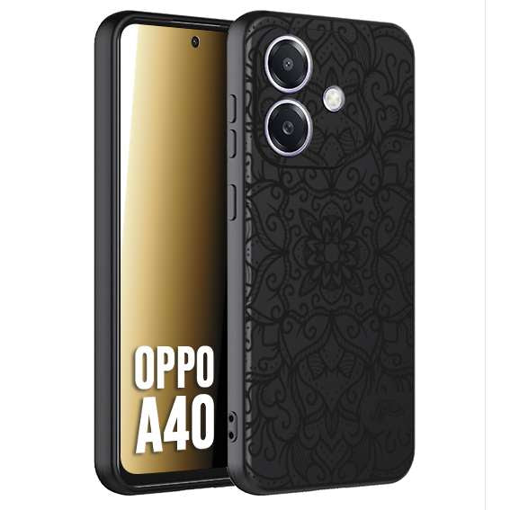CUSTOMIZZA - Custodia cover nera morbida in tpu compatibile per Oppo A40 mandala nero fiore vedo non vedo donna