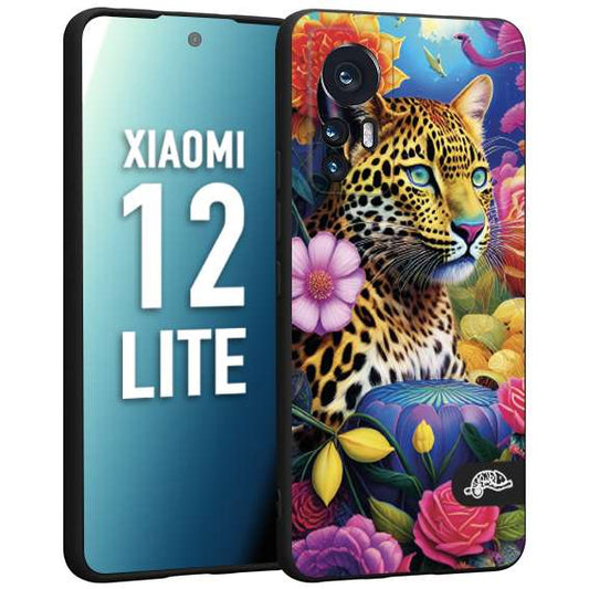 CUSTOMIZZA - Custodia cover nera morbida in tpu compatibile per Xiaomi 12 LITE astratti donna flower fantasia leopardo ghepardo animali colorati