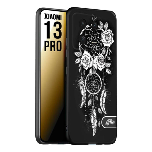 CUSTOMIZZA - Custodia cover nera morbida in tpu compatibile per Xiaomi 13 PRO acchiappasogni dreamcatcher black and white bianco a rilievo disegnato tattoo tatuaggio