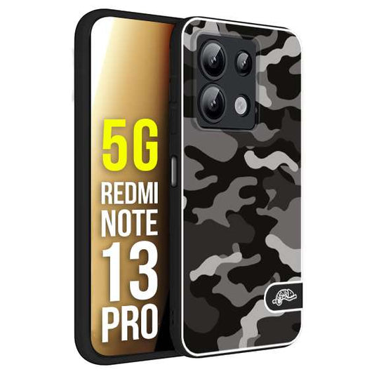 CUSTOMIZZA - Custodia cover nera morbida in tpu compatibile per Xiaomi Redmi Note 13 PRO 5G camouflage mimetico militare nero black grigio