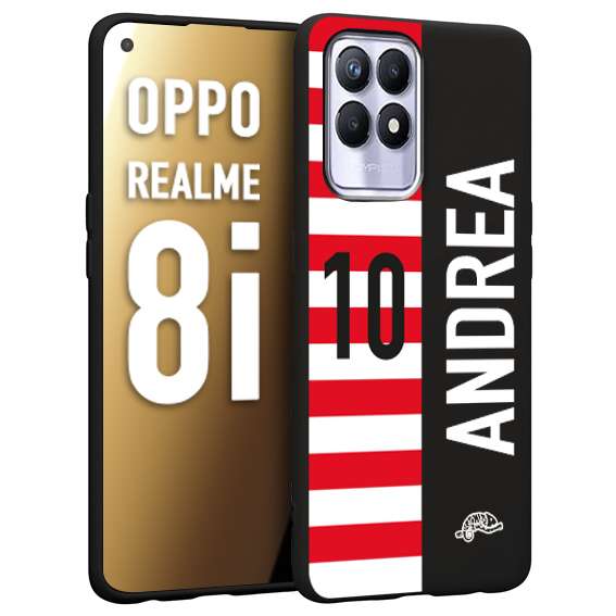 CUSTOMIZZA - Custodia cover nera morbida in tpu compatibile per Oppo Realme 8i personalizzata calcio football nome e numero calciatori bianco rossa