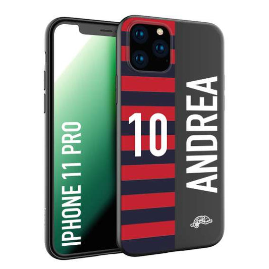 CUSTOMIZZA - Custodia cover nera morbida in tpu compatibile per iPhone 11 PRO personalizzata calcio football nome e numero calciatori rossoblu