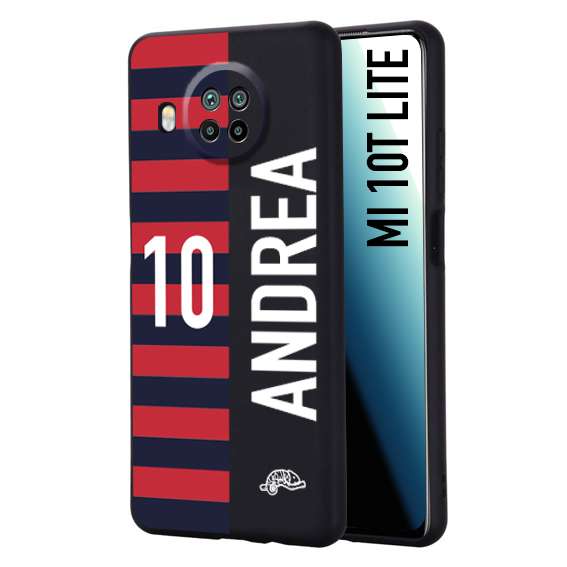 CUSTOMIZZA - Custodia cover nera morbida in tpu compatibile per Xiaomi Mi 10T LITE personalizzata calcio football nome e numero calciatori rossoblu