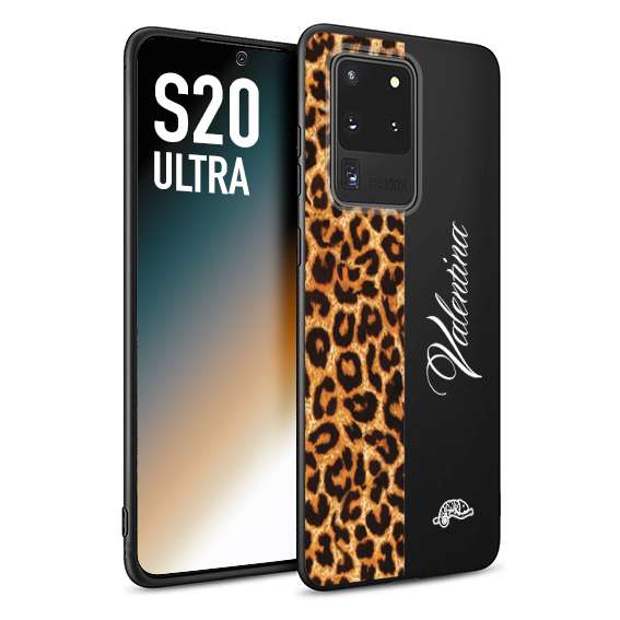 CUSTOMIZZA - Custodia cover nera morbida in tpu compatibile per Samsung S20 ULTRA custom nome scritta leopardato maculato donna marrone leopard