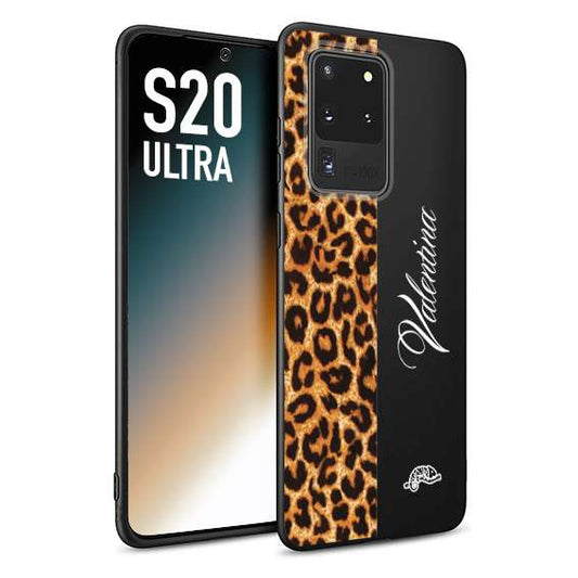 CUSTOMIZZA - Custodia cover nera morbida in tpu compatibile per Samsung S20 ULTRA custom nome scritta leopardato maculato donna marrone leopard