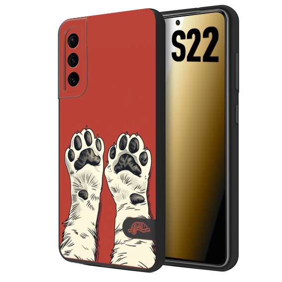 CUSTOMIZZA - Custodia cover nera morbida in tpu compatibile per Samsung S22 zampe di gatto cat paws rossa red disegnata fumetto cartoon