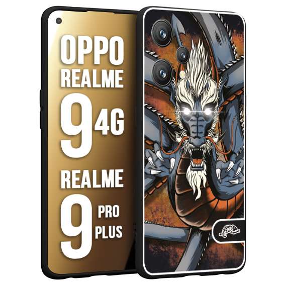 CUSTOMIZZA - Custodia cover nera morbida in tpu compatibile per Realme 9 4G - 9 PRO PLUS drago giapponese tattoo japan dragon