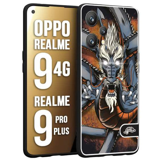 CUSTOMIZZA - Custodia cover nera morbida in tpu compatibile per Realme 9 4G - 9 PRO PLUS drago giapponese tattoo japan dragon