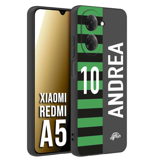 CUSTOMIZZA - Custodia cover nera morbida in tpu compatibile per Xiaomi Redmi A5 personalizzata calcio football nome e numero calciatori neroverde