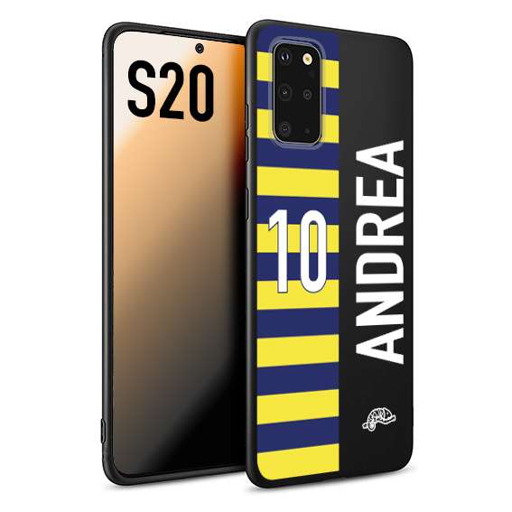 CUSTOMIZZA - Custodia cover nera morbida in tpu compatibile per Samsung S20 personalizzata calcio football nome e numero calciatori giallo blu